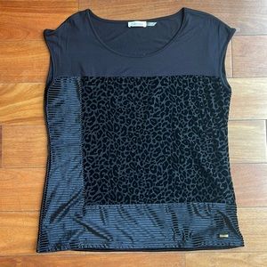 Calvin Klein women’s leopard print striped black tank shirt